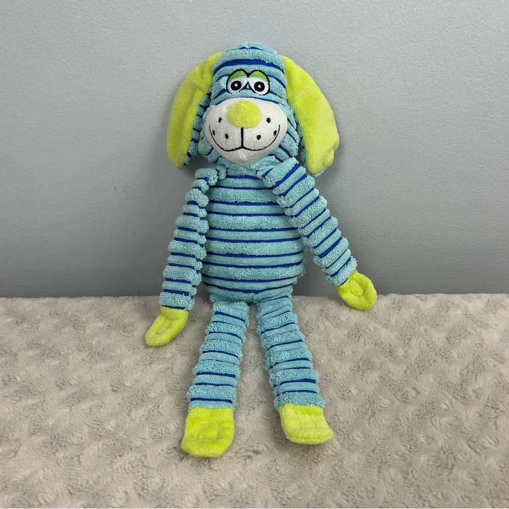 Tractor Supply Blue Puppy Dog Plush Stuffed Animal Toy Ribbed Stripes Green